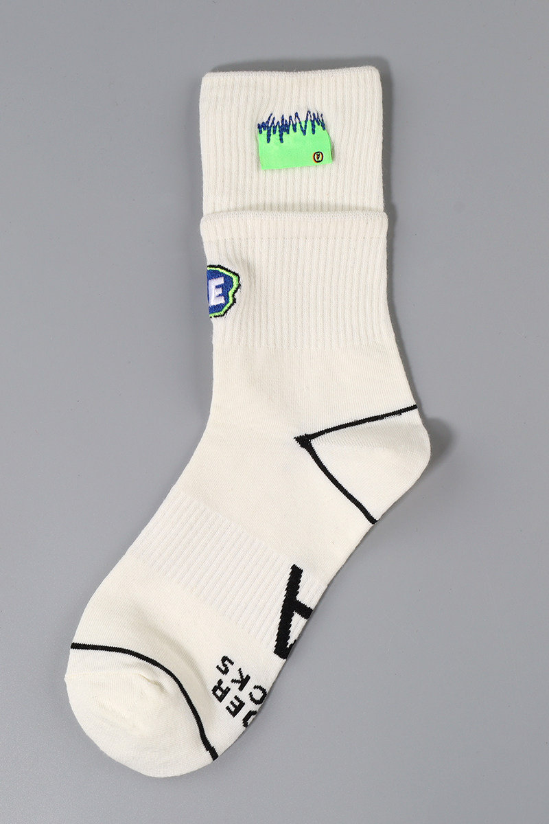 现货韩国adererror袜子缝标双袜口袜子女运动全棉运动袜