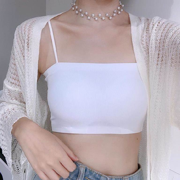 蕾丝洋气小胸紧身吊带上衣背心公主内搭夏挂脖抹胸