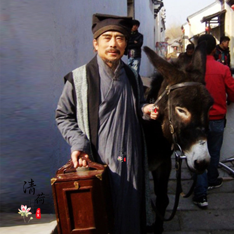 古装影视男士古代郎中棉麻群演百姓教书先生民族服装
