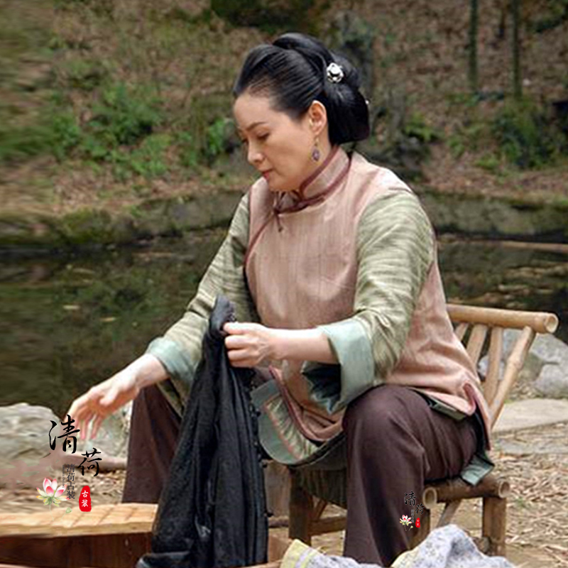 冬雪秦海璐同款影视古装棉麻民国少奶奶夫人端庄民族服装