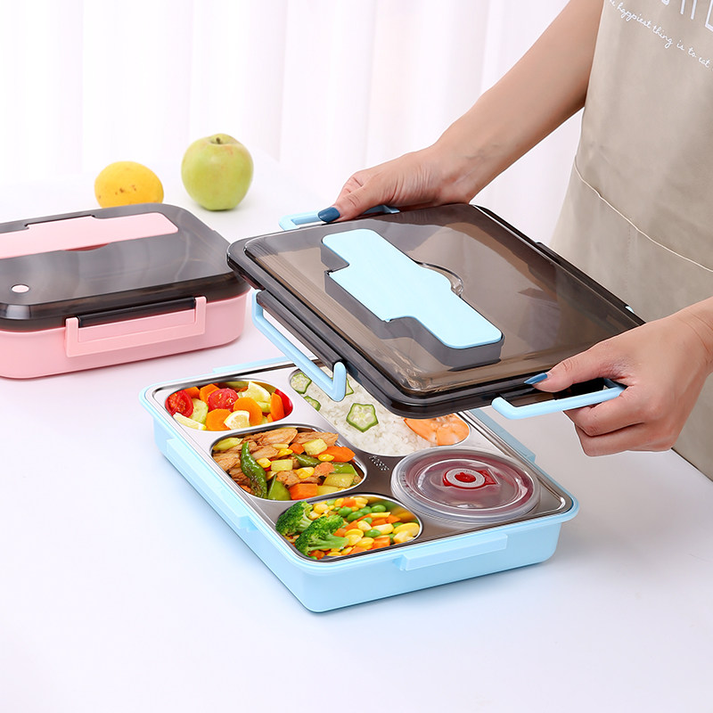 304不锈钢保温饭盒小学生上班族分隔型便携可带汤碗便当盒餐盒盘