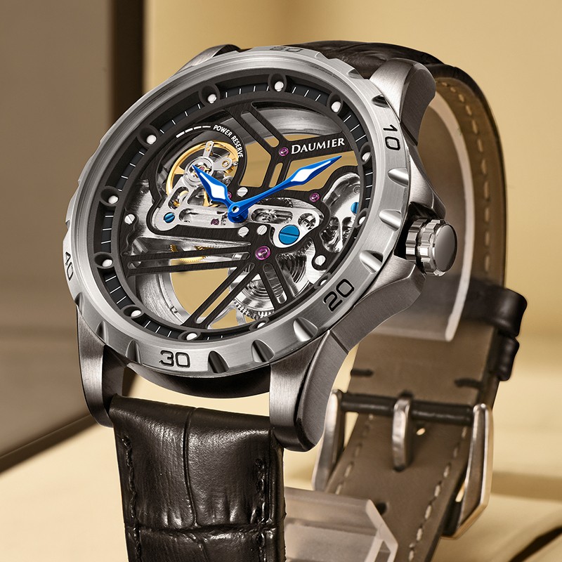 瑞士正品时尚双球体陀飞轮男士手表学生镂空机械表丹玛品牌男表