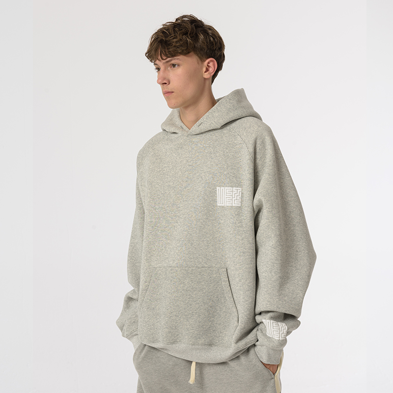 UFZ「九叠篆国潮官印」春秋薄绒卫衣男女生情侣装外套套头连帽衫