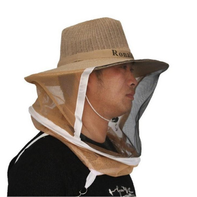 养蜂牛仔蜂帽防蜂帽子防护面罩抓蜜蜂防护帽加厚面网遮脸阳挡蚊