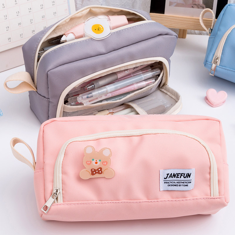 大容量中学生女孩简约文具盒铅笔初中网红小学生流行笔袋