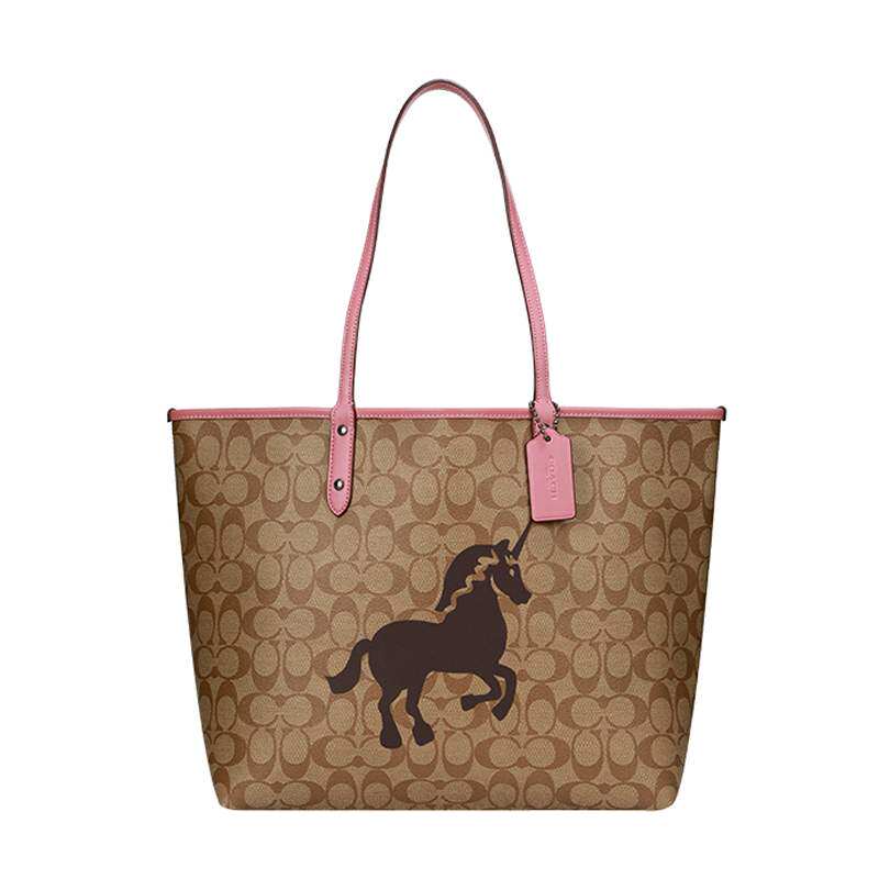 正品coach蔻驰女包马车双面托特包购物袋单肩手提时尚斜挎子母包