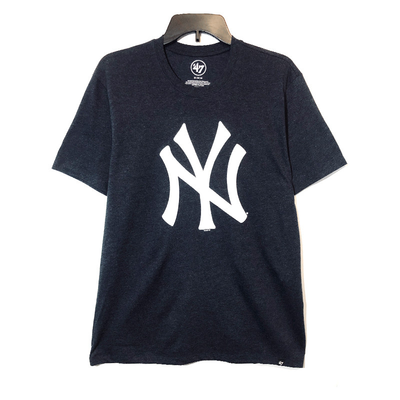 47brandmlb纽约洋基队男士nylogo印花休闲运动圆领运动t恤