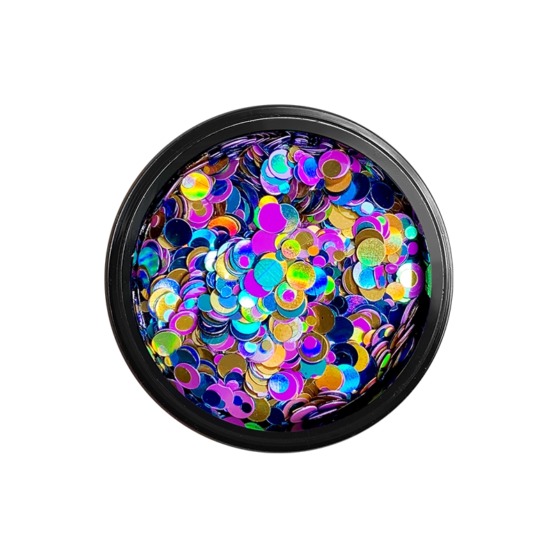 网红美甲爆款超闪混合装大小彩色圆形波点圆点亮片贴片指甲装饰品