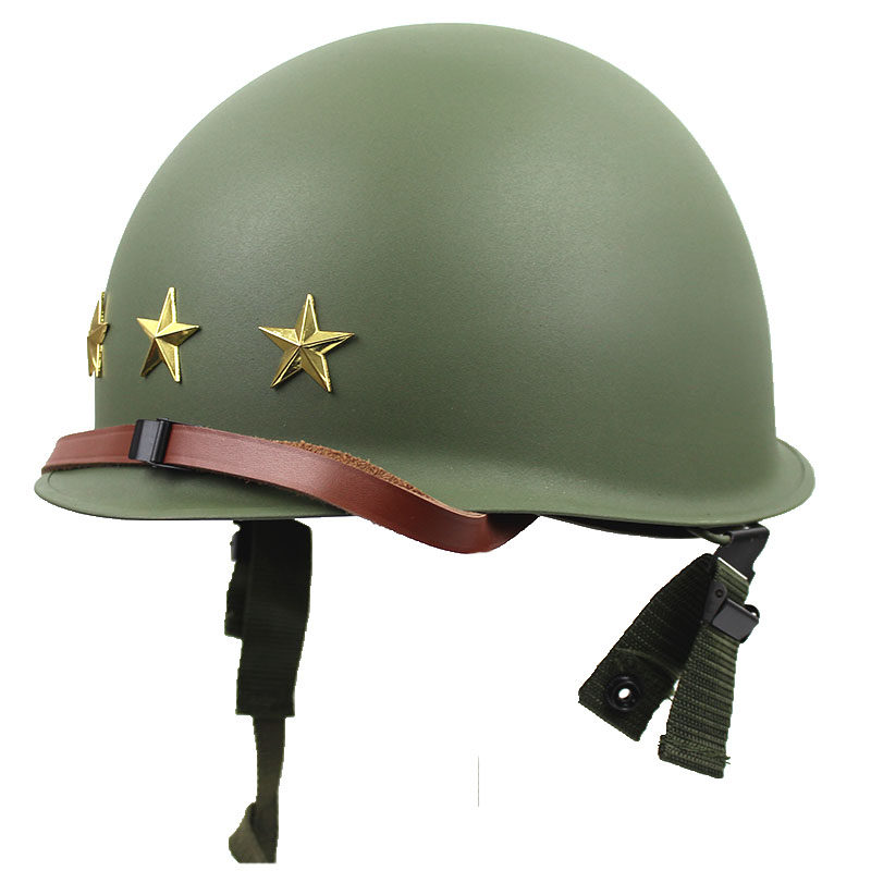 二战美军经典军迷头盔兄弟连m1双层钢盔 3星中将定制版金属徽章
