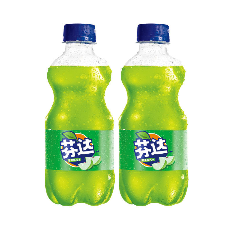 饮料芬达苹果果味含汽迷你300mlx24整箱可口可乐汽水碳酸饮料