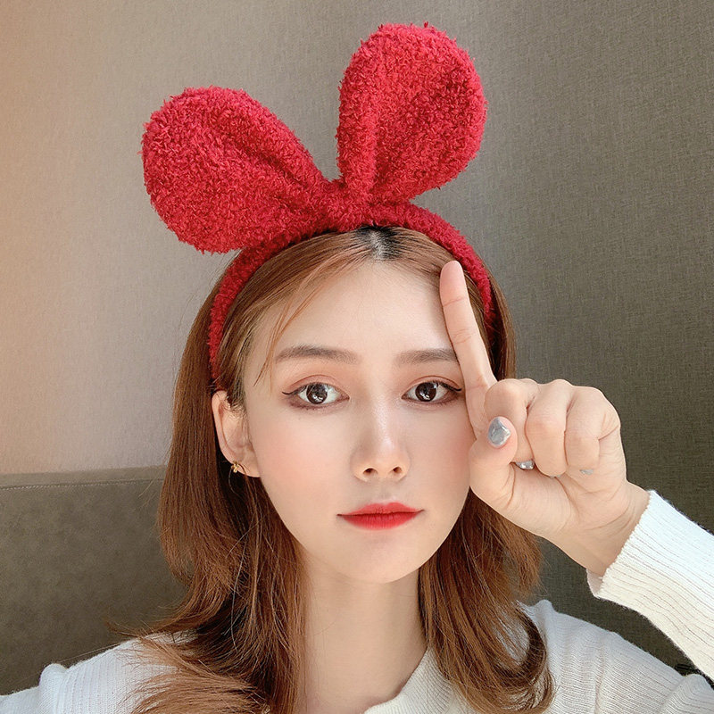 网红兔耳朵发箍女洗脸百搭外出简约可爱头箍压发发饰