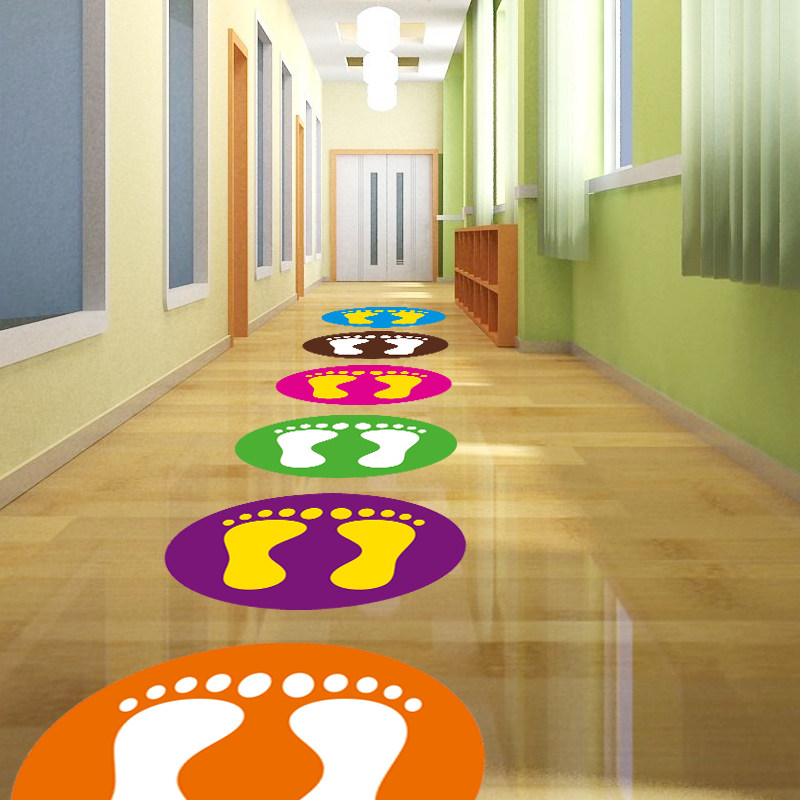 幼儿园学校学生学员排队站位贴纸防水耐磨定位定点小脚印脚丫地贴