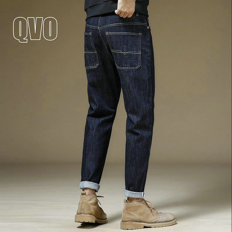 潮牌余文乐夏季薄款休闲牛仔裤男高弹力裤子青年直筒宽松哈伦长裤