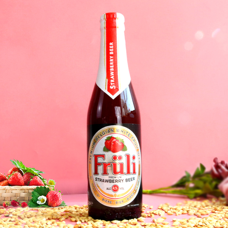啤酒比利时原装进口fruli芙力草莓果味味精330ml5瓶啤酒