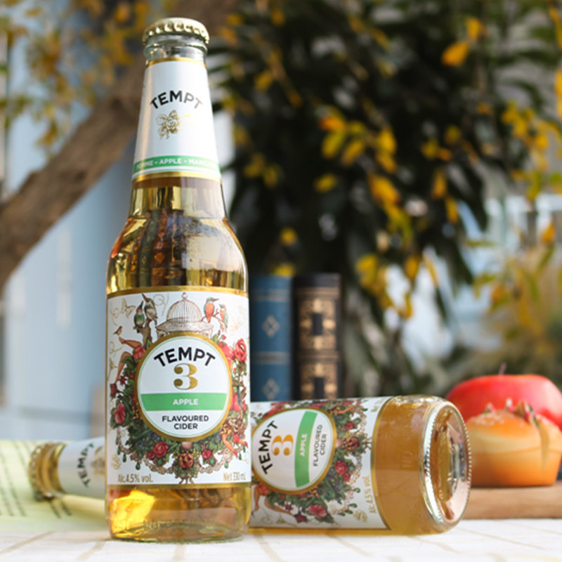 丹麦原装进口tempt诱惑3号苹果果味露酒330ml24瓶果酒