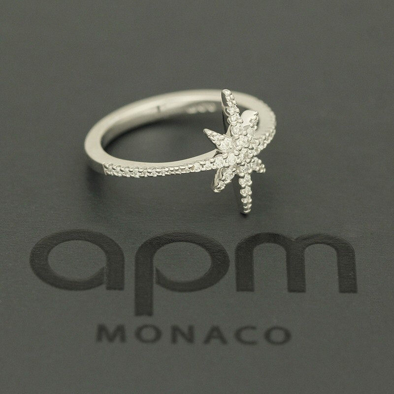 apmmonaco六芒星戒指女情人节礼物时尚轻奢s925银食指戒送女友