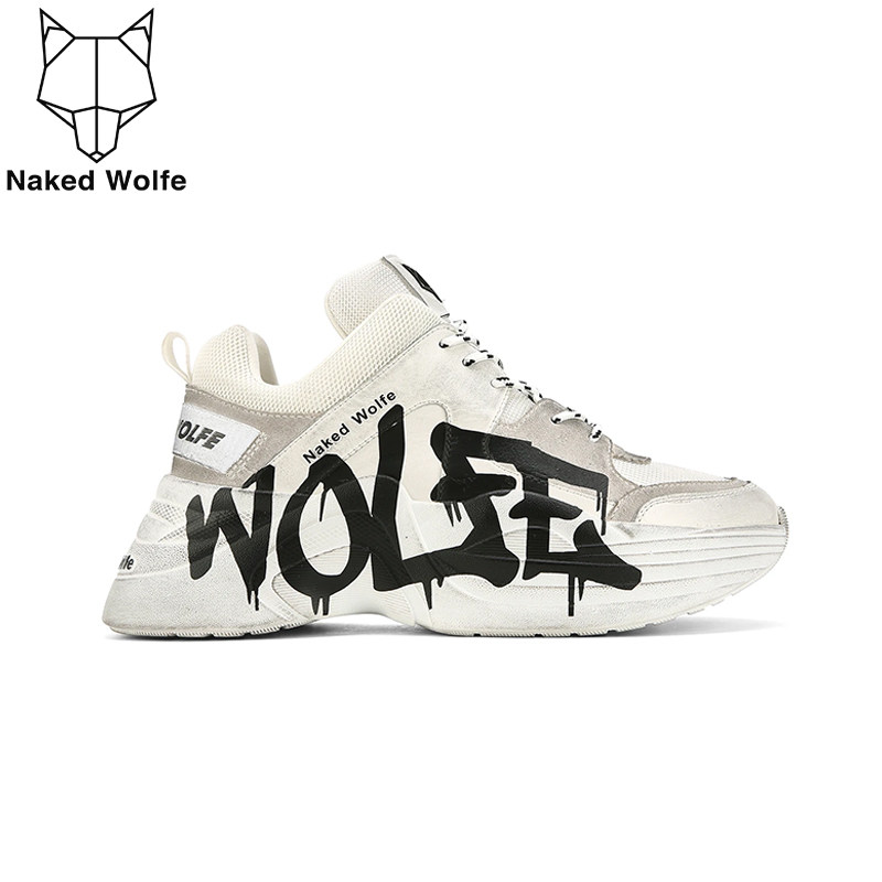 titanlogonakedwolfe时尚涂鸦潮牌新款运动鞋厚底单鞋
