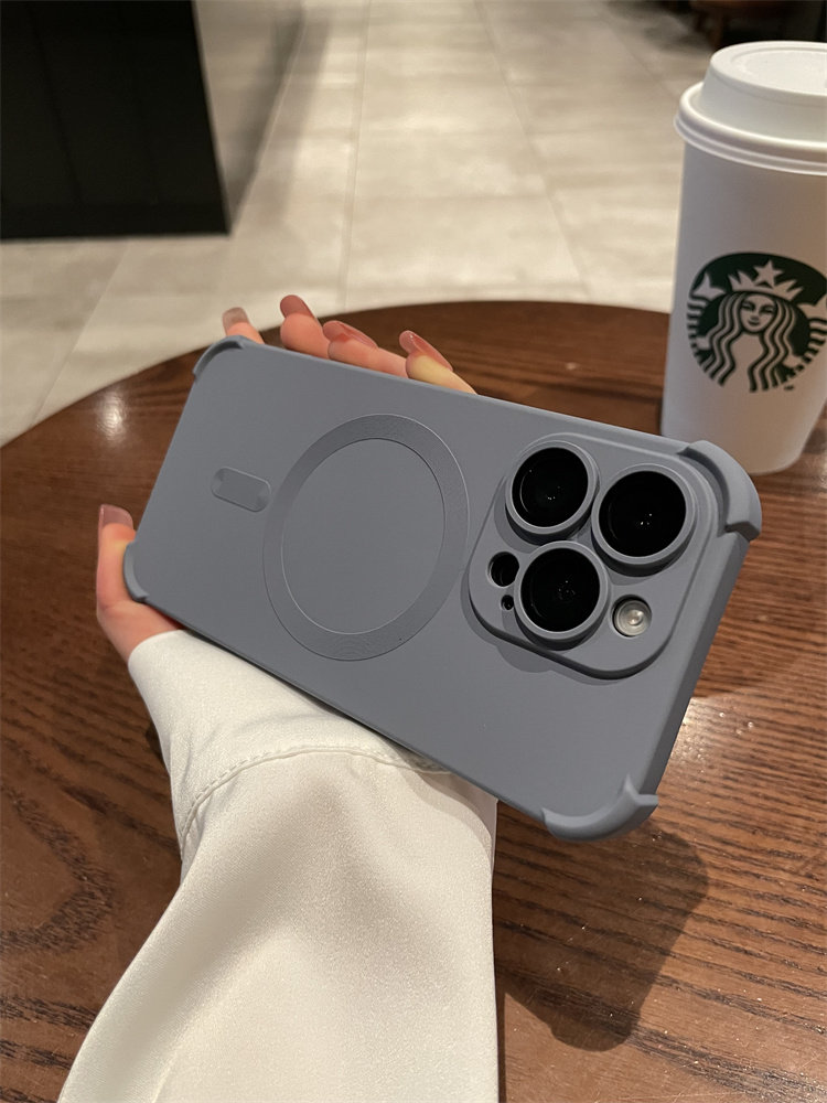 薰衣灰硅胶磁吸四角防摔苹果14promax手机壳新款iphone14pro高级感14