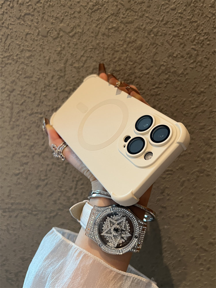 米白硅胶磁吸四角防摔苹果14promax手机壳新款iphone14pro高级感14