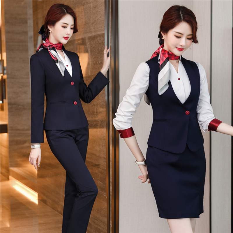 空姐制服职业马甲套装置业顾问酒店前台工作服美容院cosplay女装