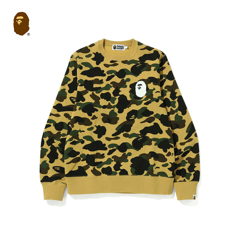 bape男装秋冬猿人头印花满印迷彩图案圆领卫衣113011h-bape品牌-美
