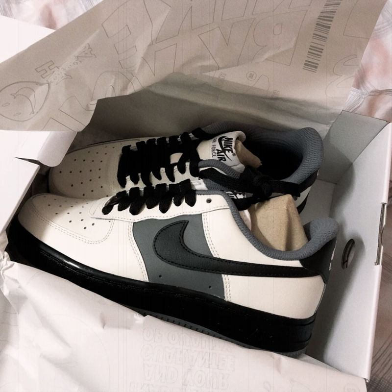 耐克AF1空军一号定制Nike Air Force 1 黑白灰男女低帮板鞋情侣鞋