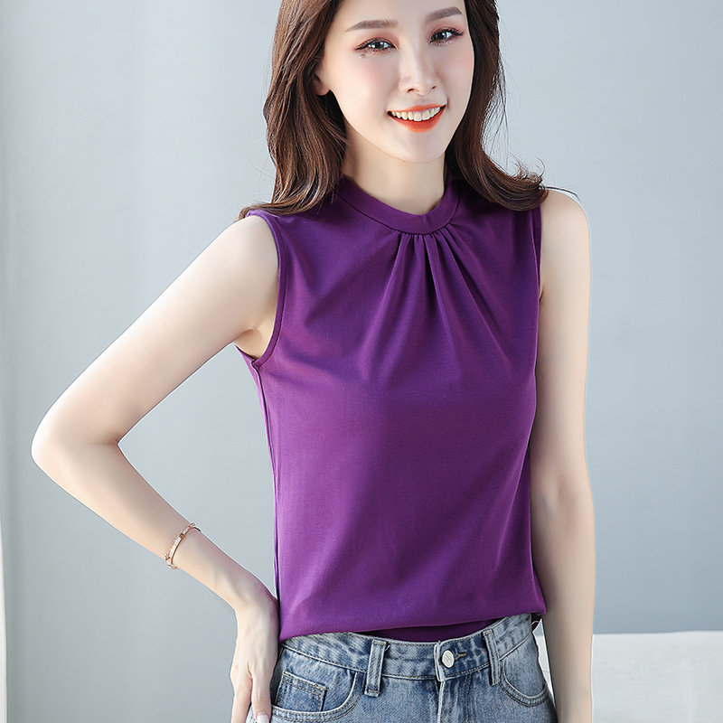 紫色打底夏内搭上衣肩带无袖背心吊带圆领小圆背心吊带