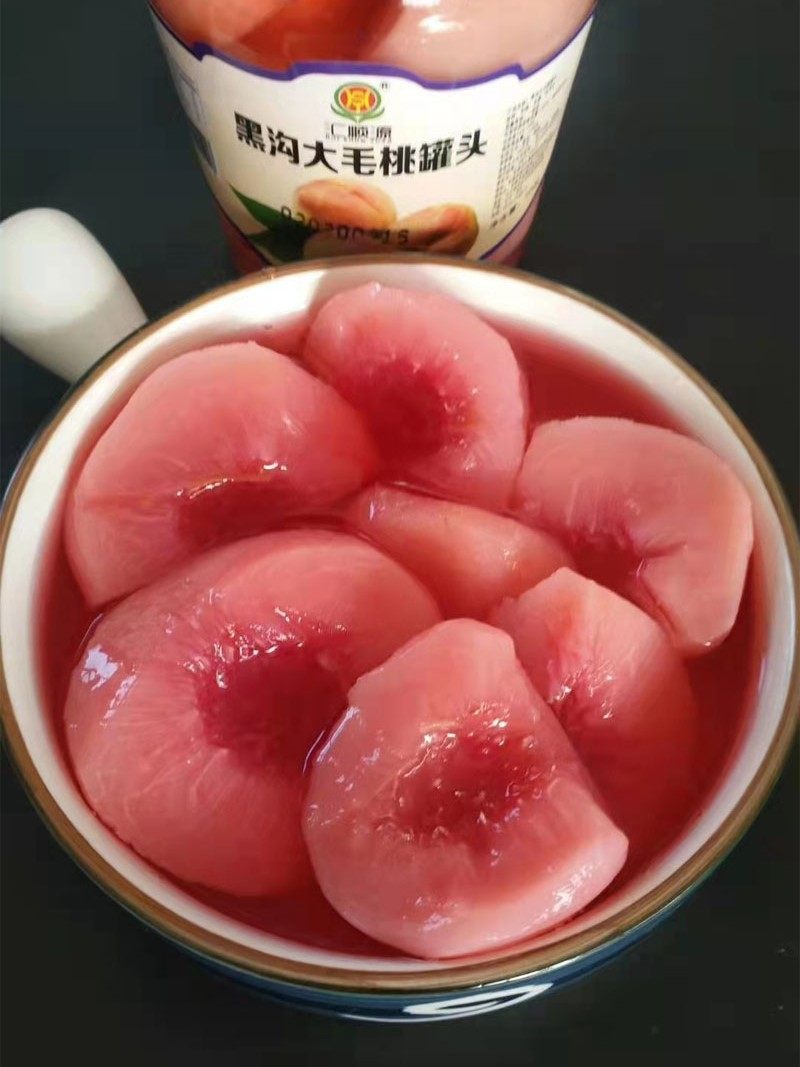 黑沟大毛桃红心冰糖水果罐头甜品烘焙辅料蜜桃零食丹东特产玻璃瓶