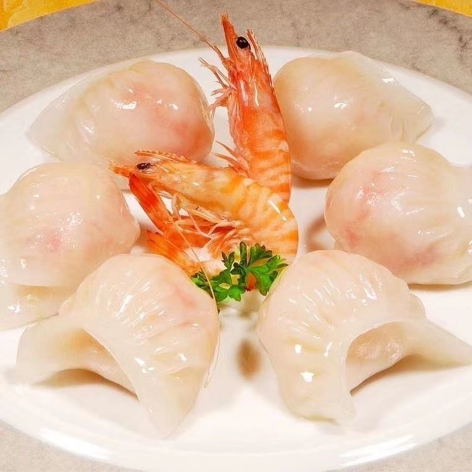 水晶虾饺烧麦港广广东早茶点心虾皇速冻虾仁包点