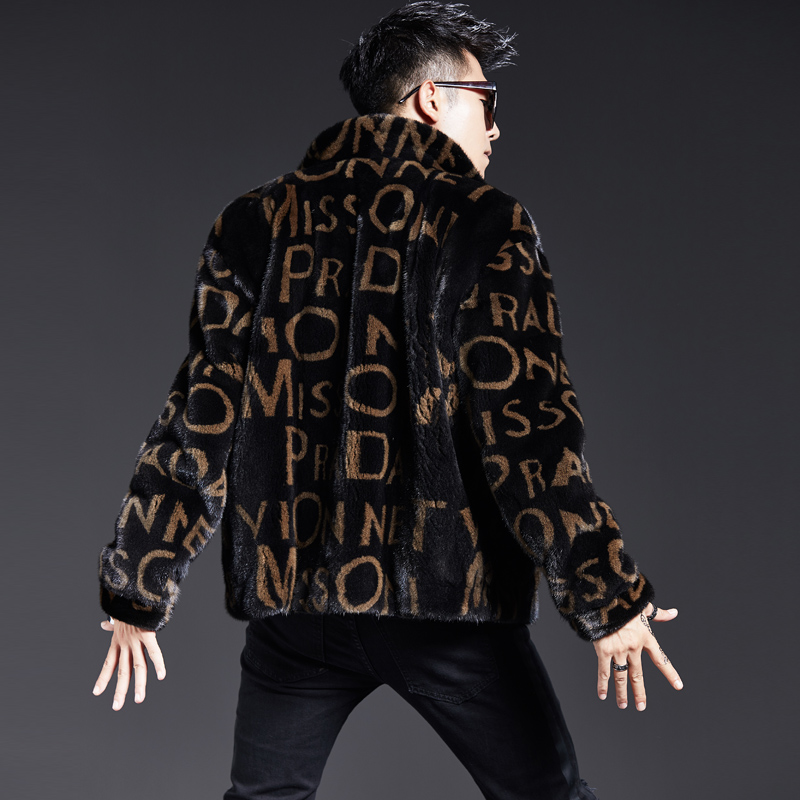 原创新貂皮大衣男款整貂时尚个性主义皮草外套男工艺水貂潮牌裘皮