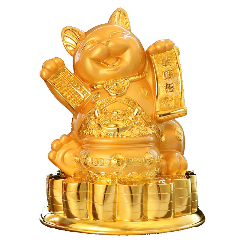 抖音新款金运招财猫摆件特大号朋友饭店店铺吧台摆件