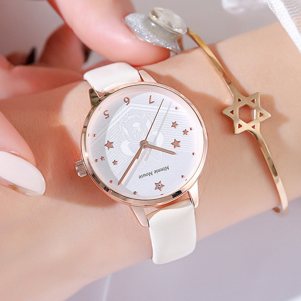 手表迪士尼新款学生女孩初中生简约气质韩版防水国产腕表