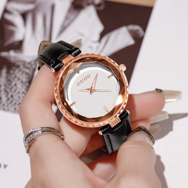 guou手表女士正品名牌小众轻奢高级复古2022国产腕表