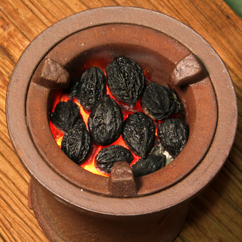 野生整颗核桃橄榄炭功夫煮茶烧烤烧水炭红小火炉茶道