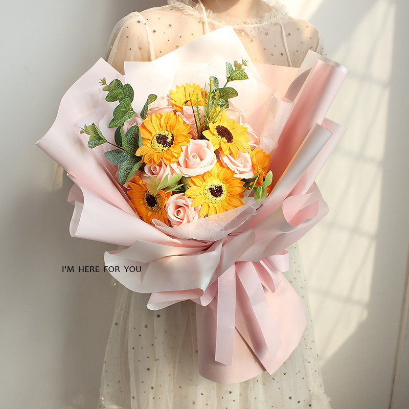 向日葵花束仿真毕业拍照手捧花生生日女生假花花瓶