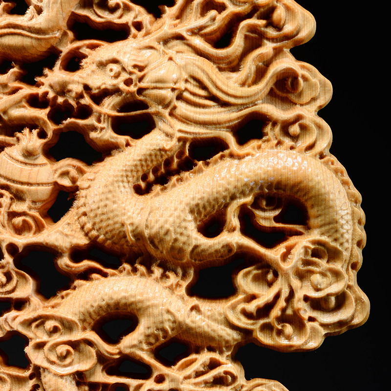 太行崖柏木雕龙凤呈祥摆件实木木头根雕雕刻新婚木雕