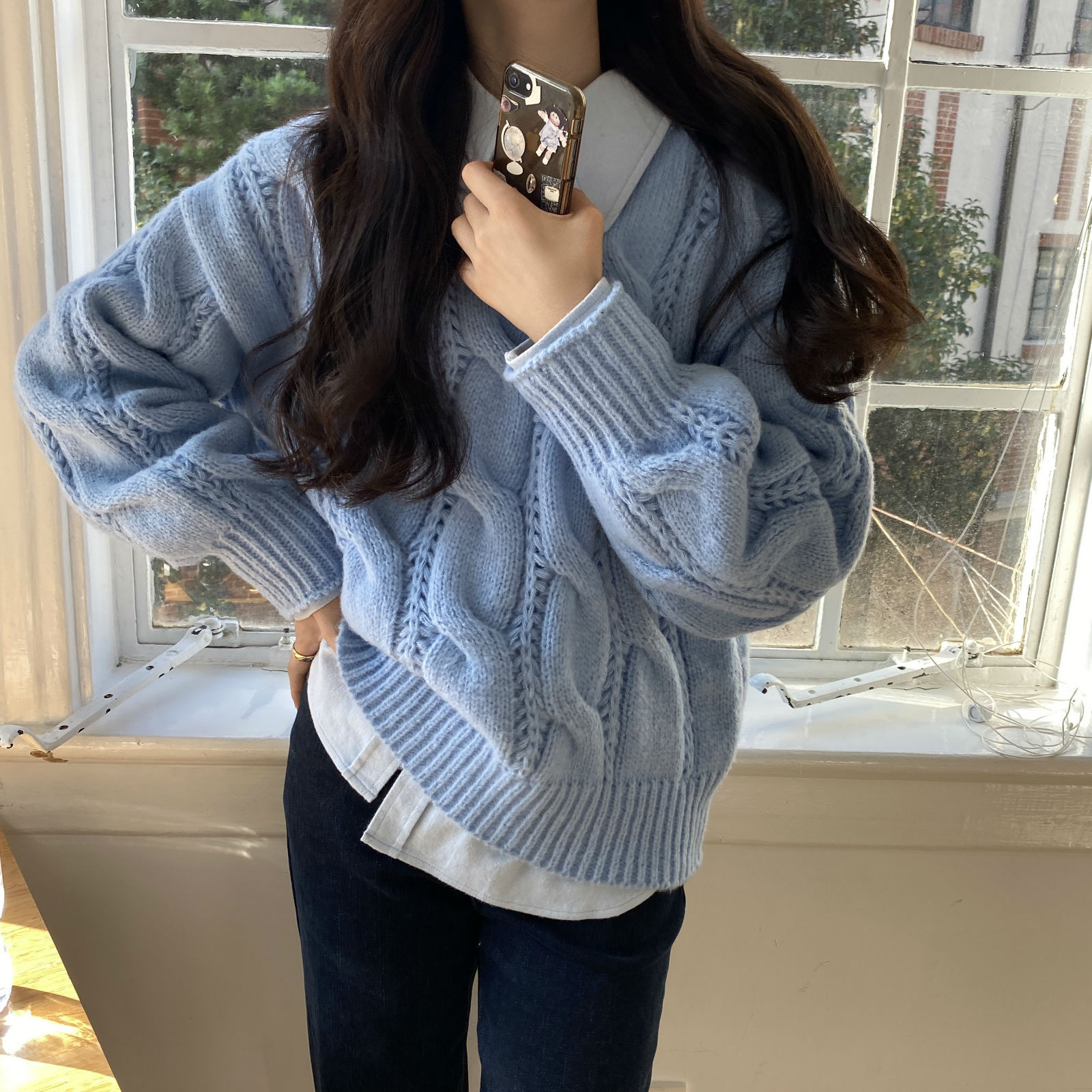 网红麻花毛衣女慵懒风宽松秋冬季2020新款加厚打底针织衫外穿上衣