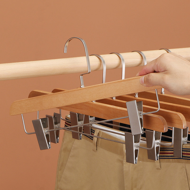 裤架裤夹实木裙子家用无痕强力防滑裤挂木质裤架