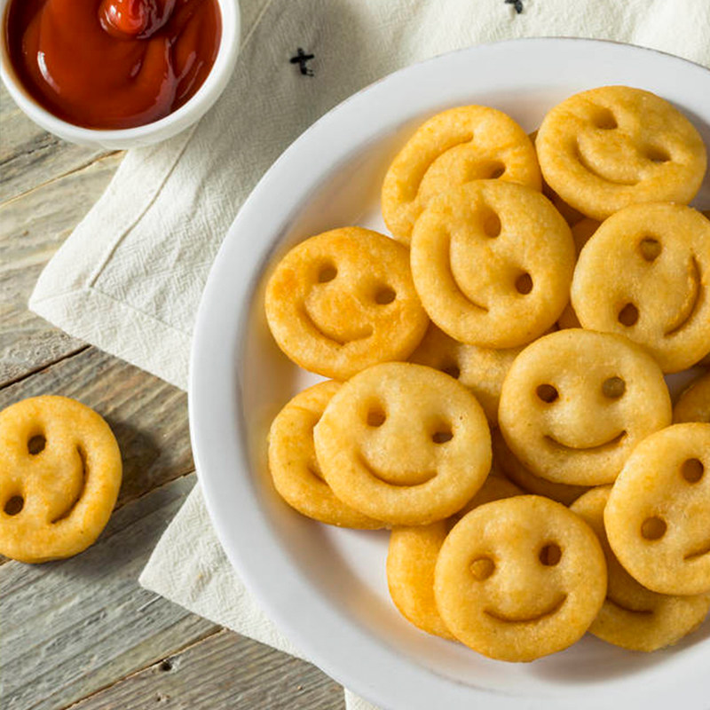 蓝顿旭美开心薯2kg笑脸薯饼土豆饼冷冻小吃油炸食品速冻薯角商用