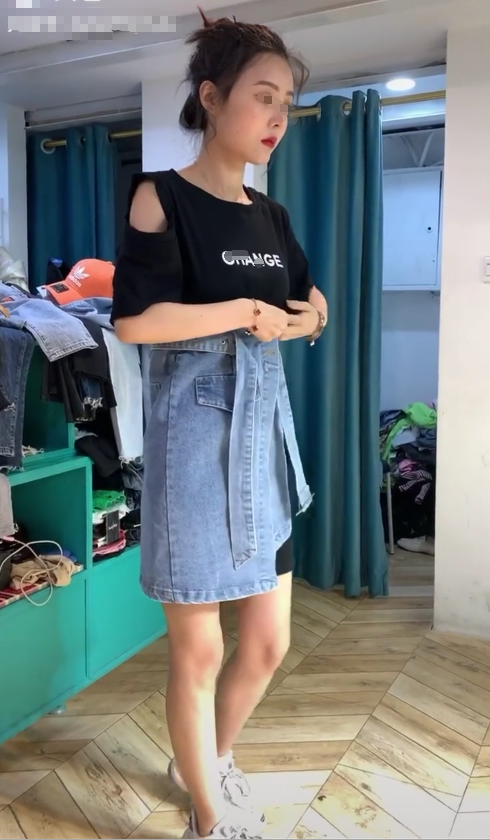 抖音同款裙子女装夏时尚气质流行小个子牛仔连衣裙 t恤裙半裙套装