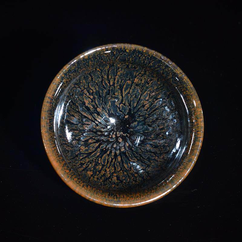 建阳建盏茶杯束口黄百花百花主人品茗茶具定制建盏