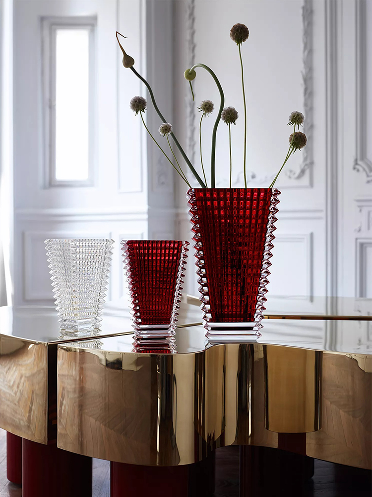 法式水晶玻璃花瓶卢索家居装饰品餐桌轻奢摆件璀璨方形简约插花器