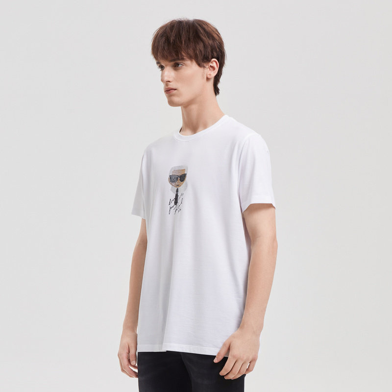 karllagerfeld卡尔老佛爷21春夏新款ikonik烫钻装饰t恤211n1708