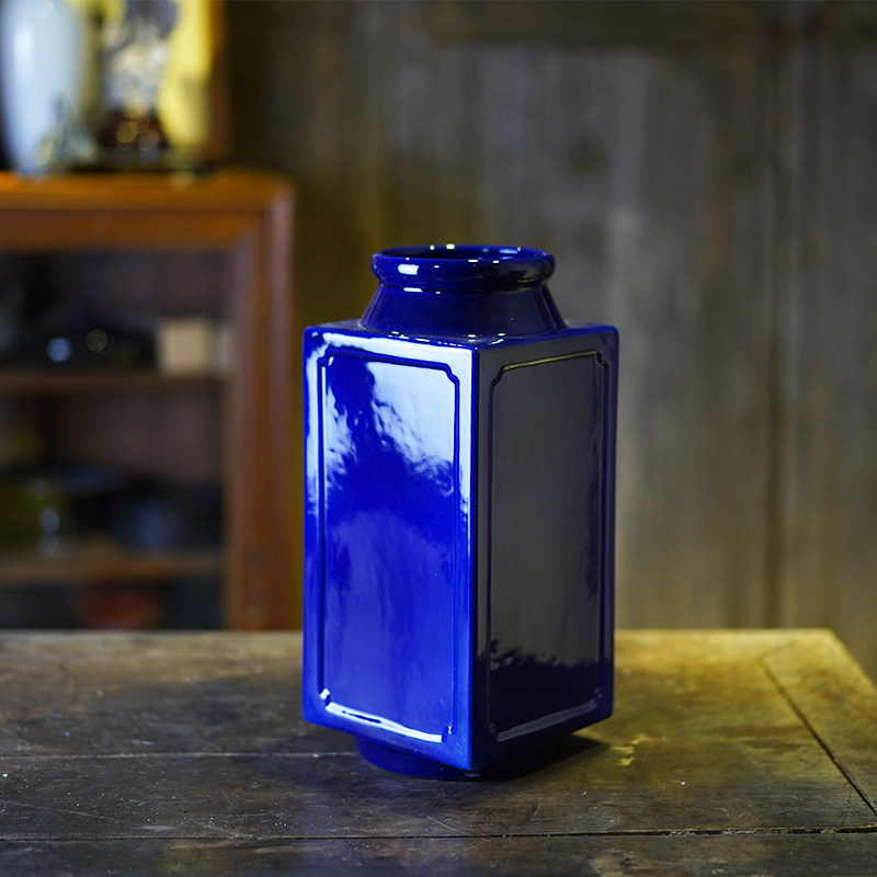 插花琉璃角瓶花瓶日本小原流花道花剑山方型花瓶