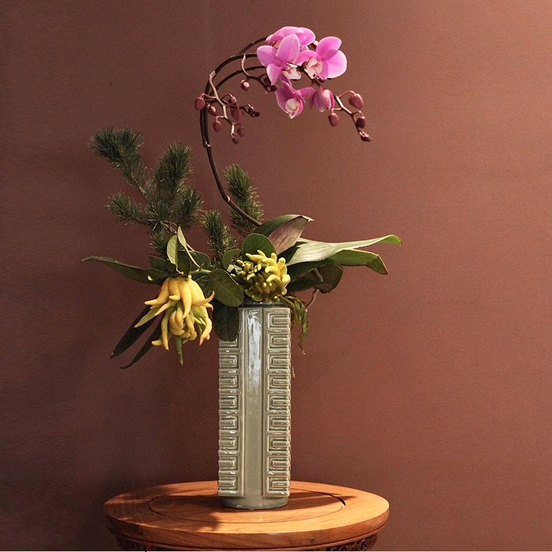 插花日本小原流花道花投入瓶琮式瓶玉宗瓶禅意花瓶