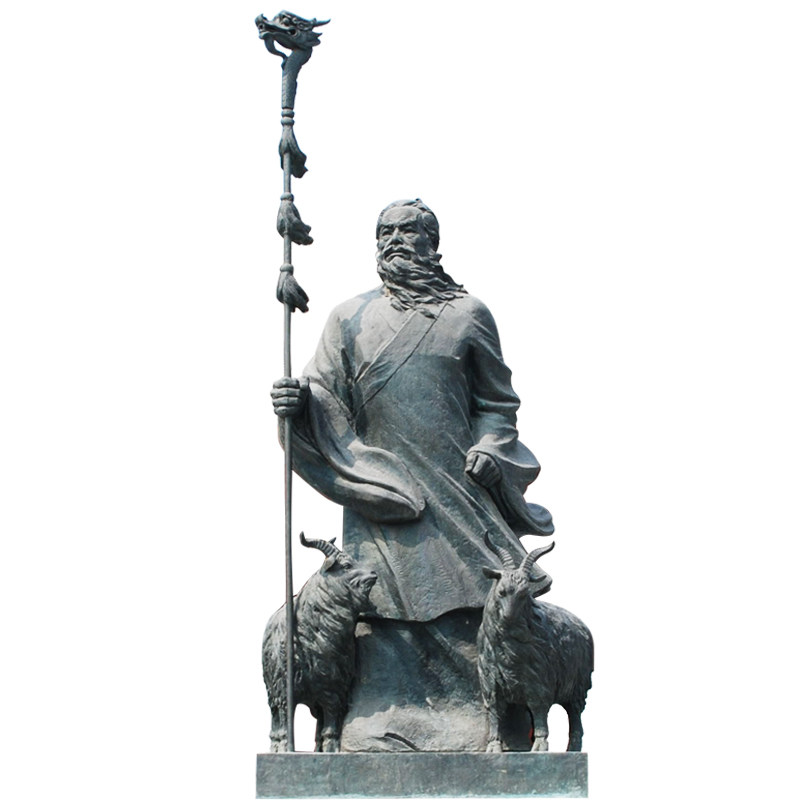 铸铜人物雕塑定制玻璃钢民族英雄苏武牧羊雕像公园摆件