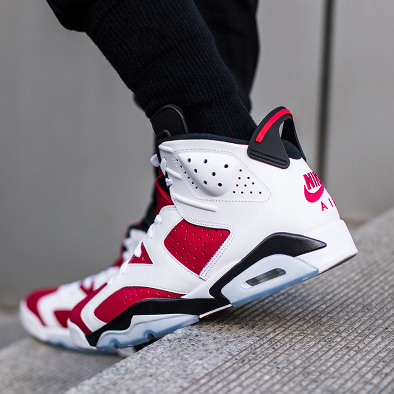 耐克男鞋airjordan6carmineaj6胭脂红白红篮球鞋ct8529106
