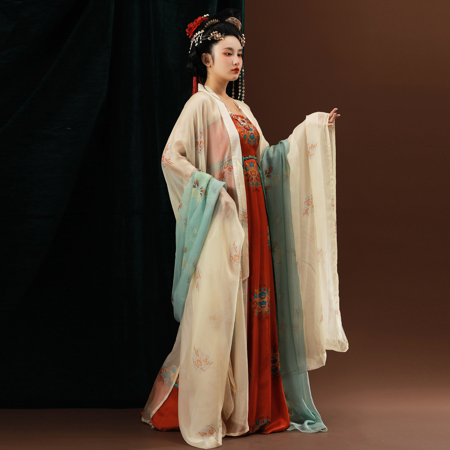 真丝太真诃子裙大袖唐制汉服女名堂原创复原汉服