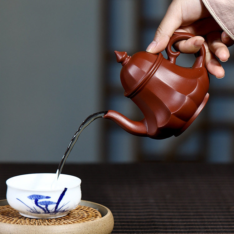 宜兴郝彤彤彤彤手制紫砂茶壶小大红袍筋纹思亭花茶机