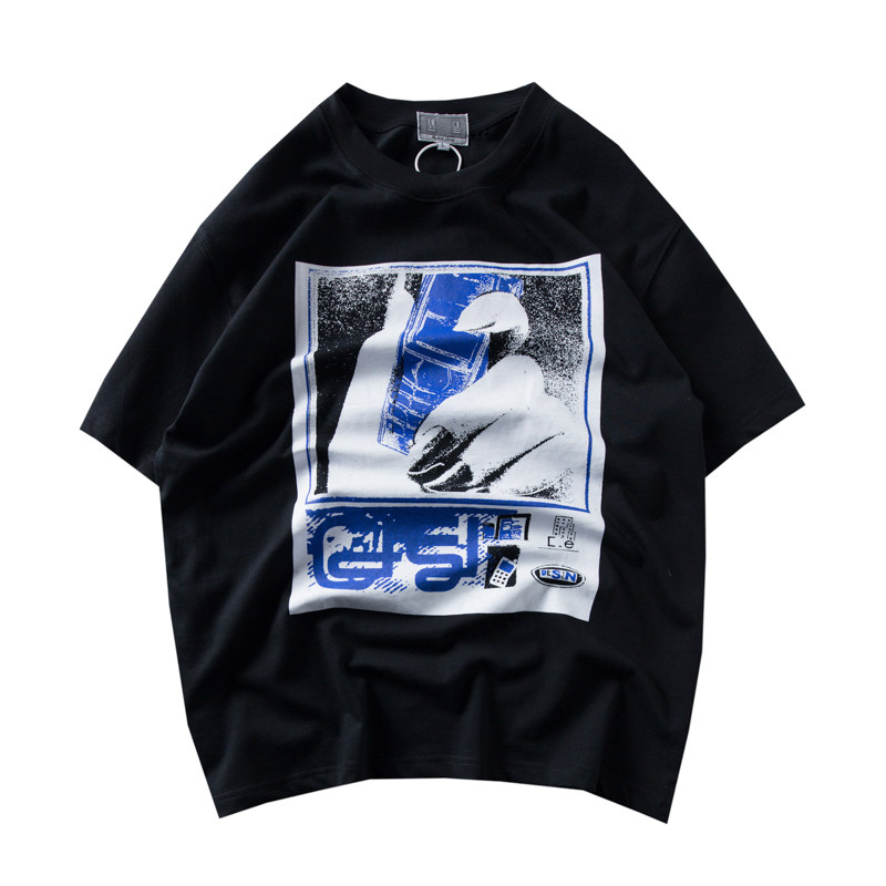 cavemptce19aw新款日系潮牌诺基亚鬼手印花短袖t恤